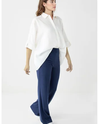 Pantaloni de catifea cu croiala ampla, Bleumarin