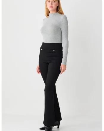 Pantaloni bootcut cu talie inalta, Negru