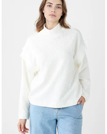 Bluza de trening cu maneci cazute, Alb fildes