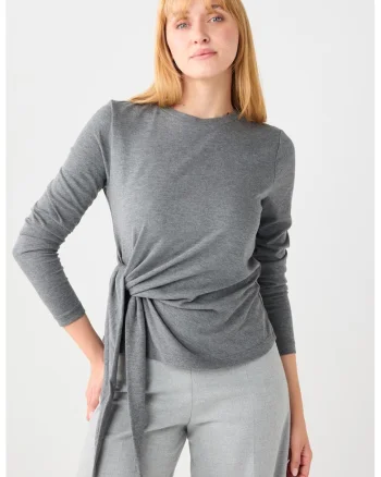 Bluza cu detaliu innodat, Gri melange