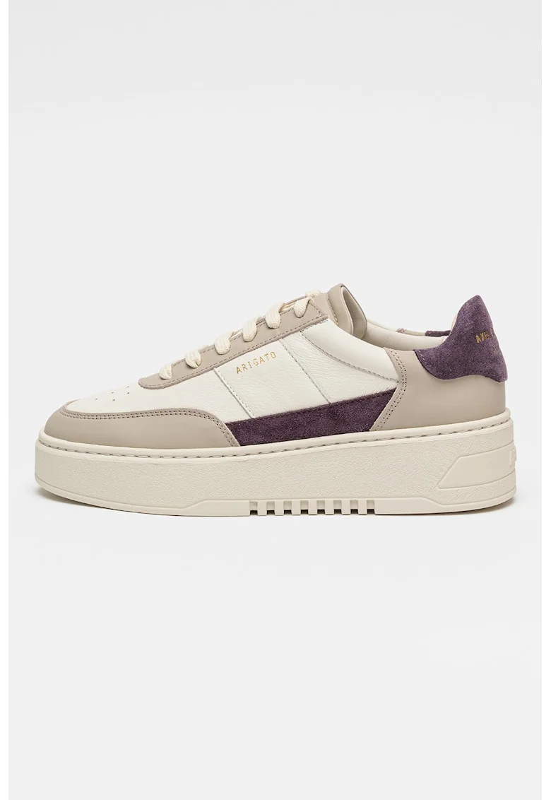 Pantofi sport wedge din piele si piele intoarsa Orbit, Violet/Maro taupe/Bej deschis