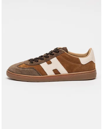 Pantofi sport din piele intoarsa cu insertii din piele Cool, Caramel/Bej deschis