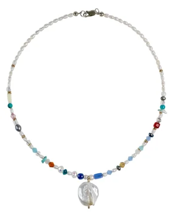 Colier cu perle si cristale  Multicolor