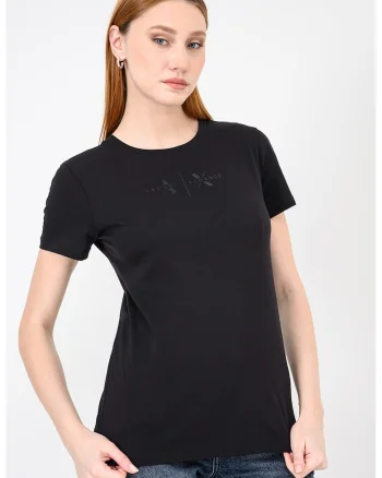 Tricou regular-fit din bumbac cu logo pe piept, Negru stins