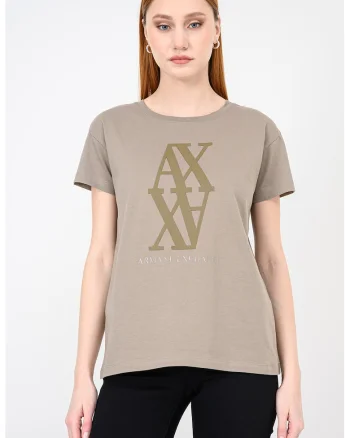 Tricou lejer cu decolteu rotund, Maro taupe deschis