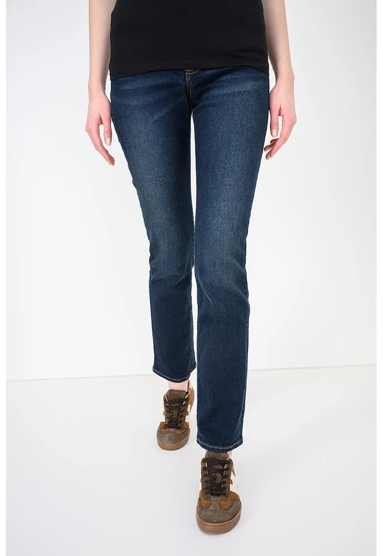 Blugi slim fit cu talie inalta, Albastru inchis