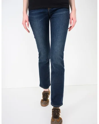 Blugi slim fit cu talie inalta, Albastru inchis