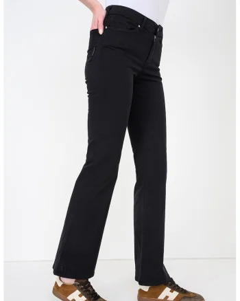 Blugi bootcut cu talie medie, Negru stins