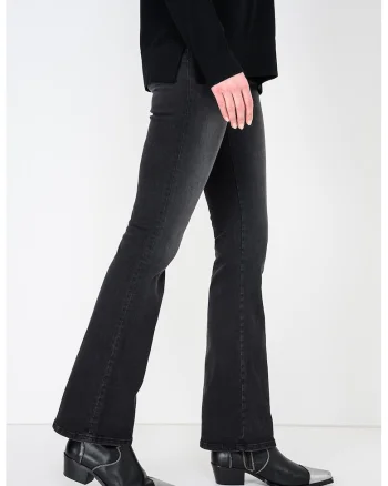 Blugi bootcut cu aspect decolorat, Gri antracit