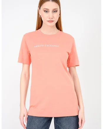 Tricou regular fit cu decolteu la bazza gatului, Alb/Roz somon