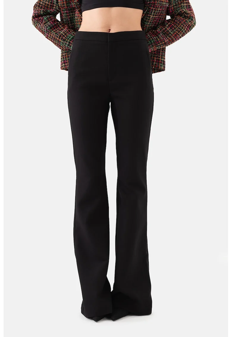 Pantaloni evazati cu talie medie, Negru