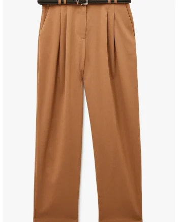 Pantaloni crop cu pliuri, Caramel