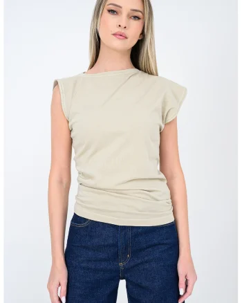 Tricou uni de bumbac, Bej deschis