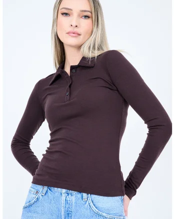 Bluza polo slim fit Amos, Maro inchis