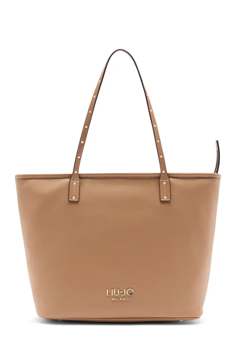 Geanta tote cu detaliu logo, Caramel