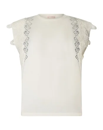 Tricou cu detalii macrame, Alb