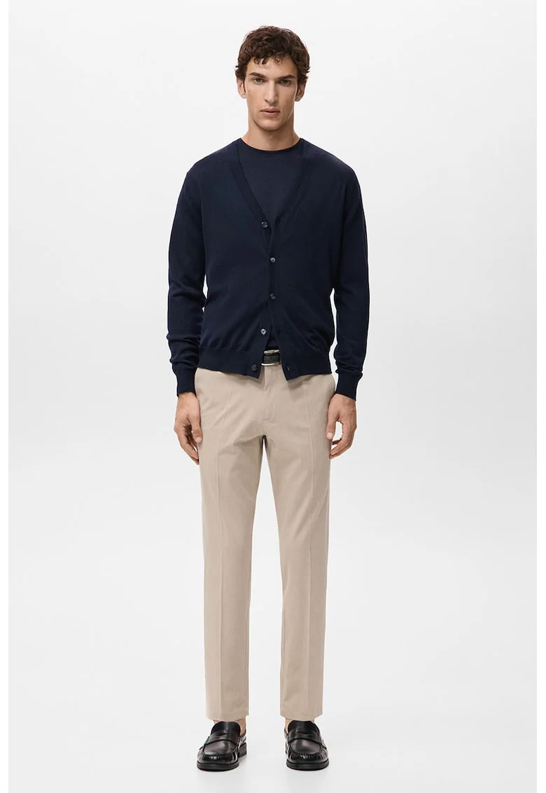 Pantaloni eleganti slim fit cu talie medie, Bej deschis