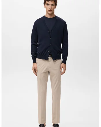 Pantaloni eleganti slim fit cu talie medie, Bej deschis