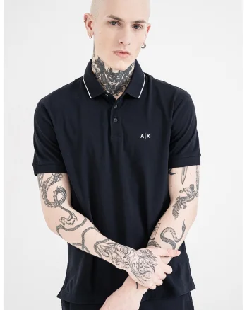Tricou polo slim fit, Alb/Bleumarin