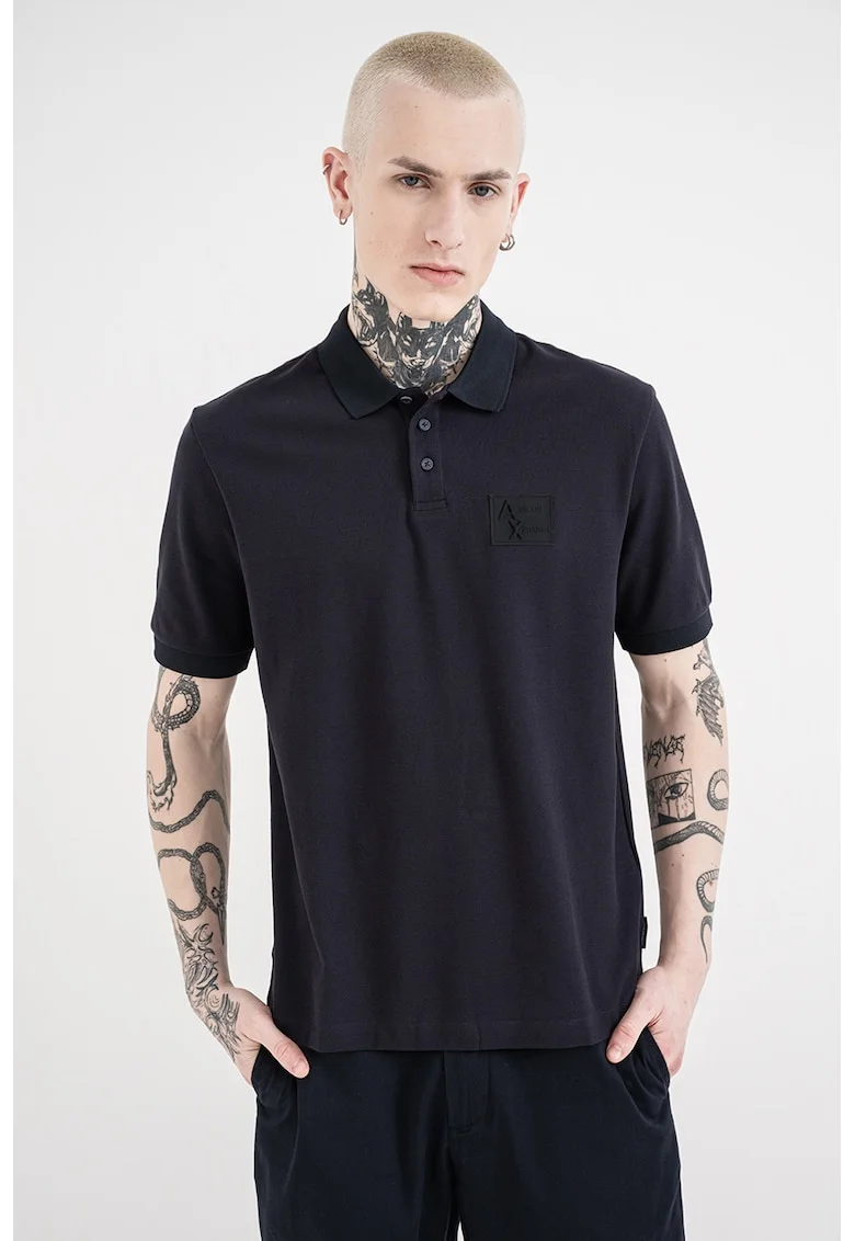 Tricou polo cu aplicatie logo, Albastru ultramarin