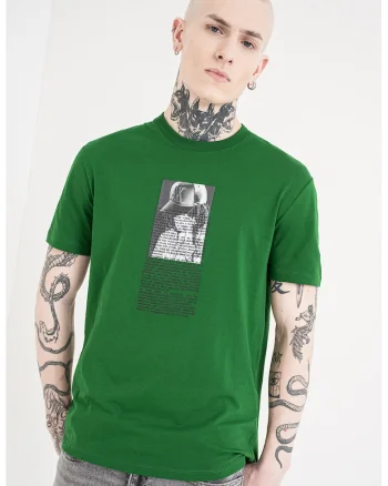 Tricou regular fit cu imprimeu foto, Verde/Gri