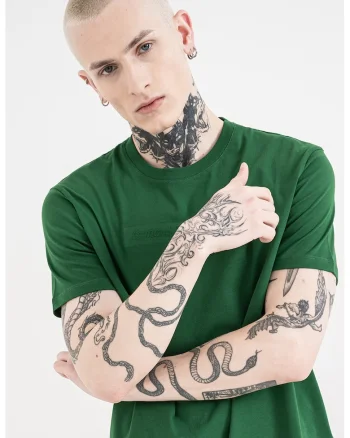 Tricou regular fit de bumbac cu logo pe piept, Verde