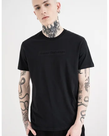 Tricou regular fit de bumbac cu logo pe piept, Negru stins