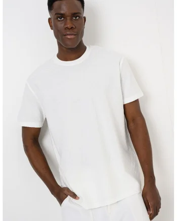 Tricou cu decolteu la baza gatului si logo, Alb