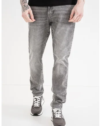 Blugi slim fit cu talie medie, Gri deschis melange