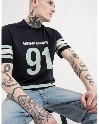 Tricou de bumbac cu imprimeu, Verde pal/Bleumarin