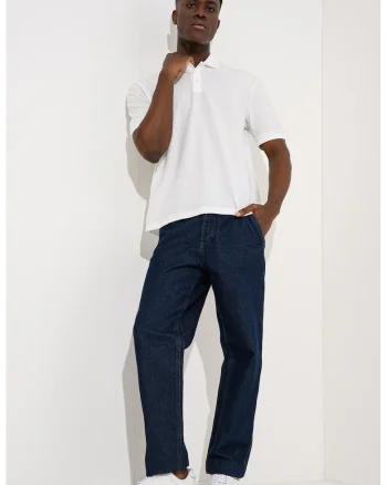 Tricou polo de bumbac cu model, Alb