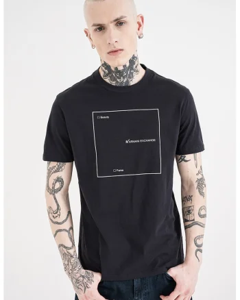 Tricou de bumbac cu decolteu la baza gatului si imprimeu logo, Alb/Bleumarin