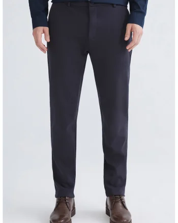 Pantaloni conici cu talie medie si elastica, Albastru ultramarin