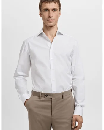 Camasa slim-fit din bumbac, Alb optic