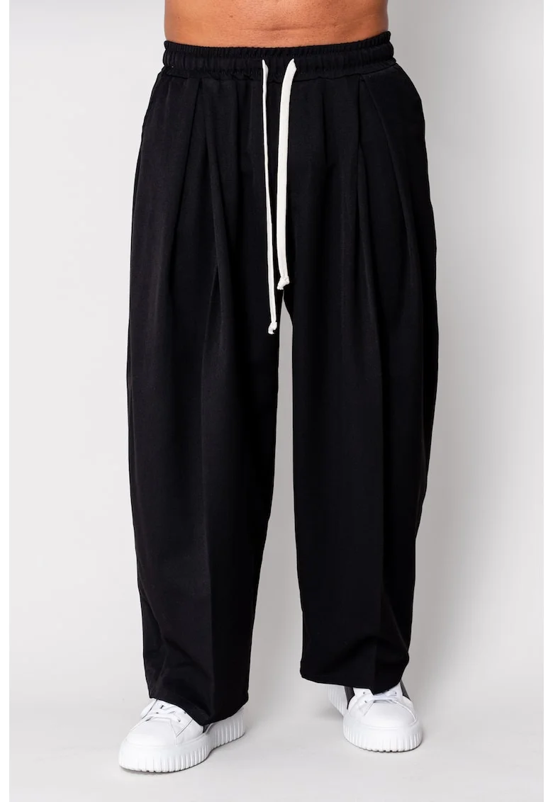 Pantalon lung foarte larg cu snur Black 19650, Negru