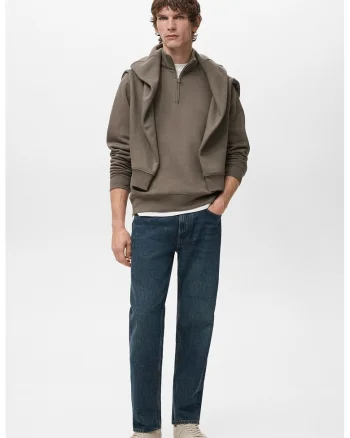 Bluza de trening cu fenta cu fermoar, Kaki