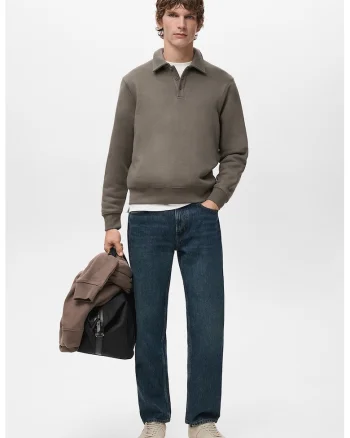 Bluza de trening polo cu croiala regular-fit, Kaki