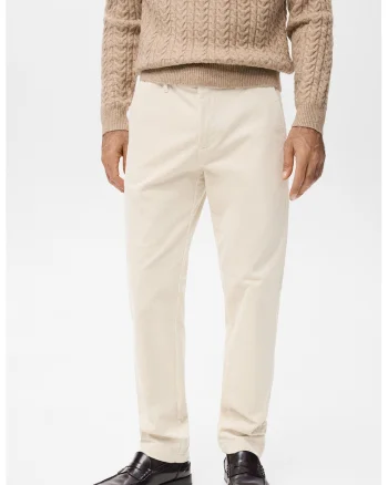 Pantaloni slim fit din reiat, Crem