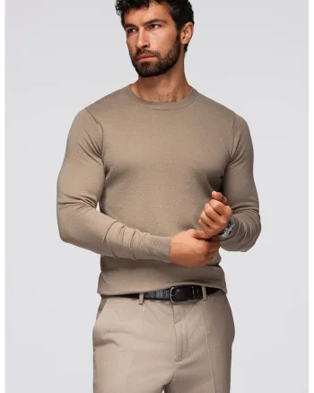 Bluza uni cu decolteu la baza gatului, Maro taupe