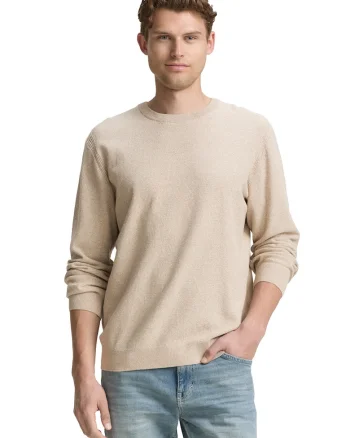 Pulover slim-fit din amestec de bumbac organic, Bej