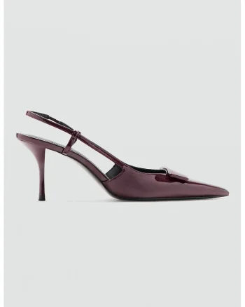 Pantofi slingback cu aspect lacuit, Visiniu