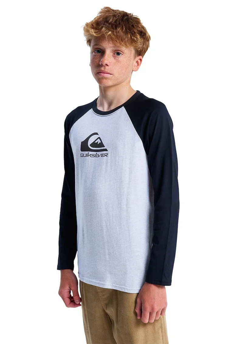 Bluza din bumbac cu maneci raglan Omni, Gri deschis melange/Negru