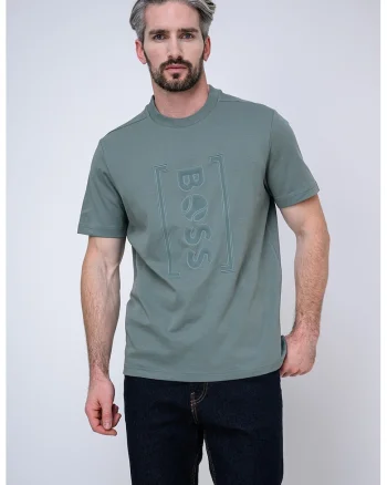 Tricou relaxed fit cu imprimeu logo frontal Iconic, Verde feriga