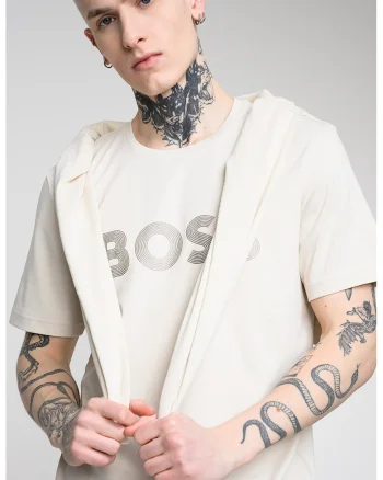 Tricou regular fit cu decolteu la baza gatului Future, Bej deschis