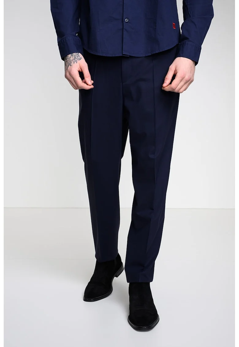 Pantaloni slim fit din amestec de lana, Bleumarin