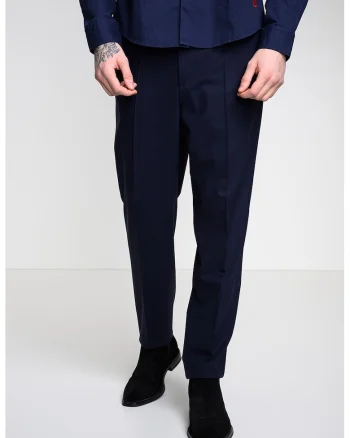 Pantaloni slim fit din amestec de lana, Bleumarin