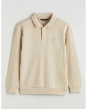 Bluza de trening polo uni, Bej deschis