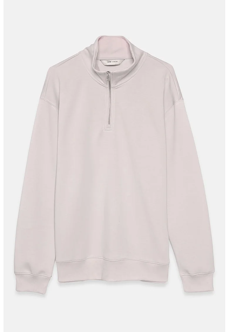 Bluza de trening din amestec de modal cu fenta cu fermoar, Roz pal