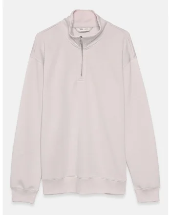 Bluza de trening din amestec de modal cu fenta cu fermoar, Roz pal