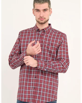 Camasa cu maneci lungi si model in carouri, Rosu/Alb/Bleumarin